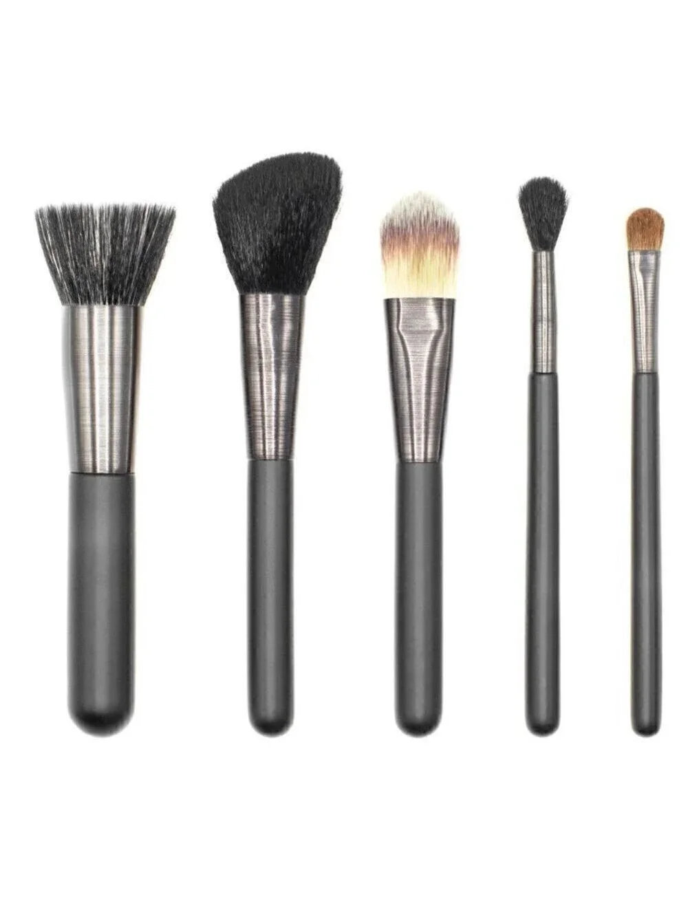 Black and White Cosmetic Bag with Matte Makeup brushes